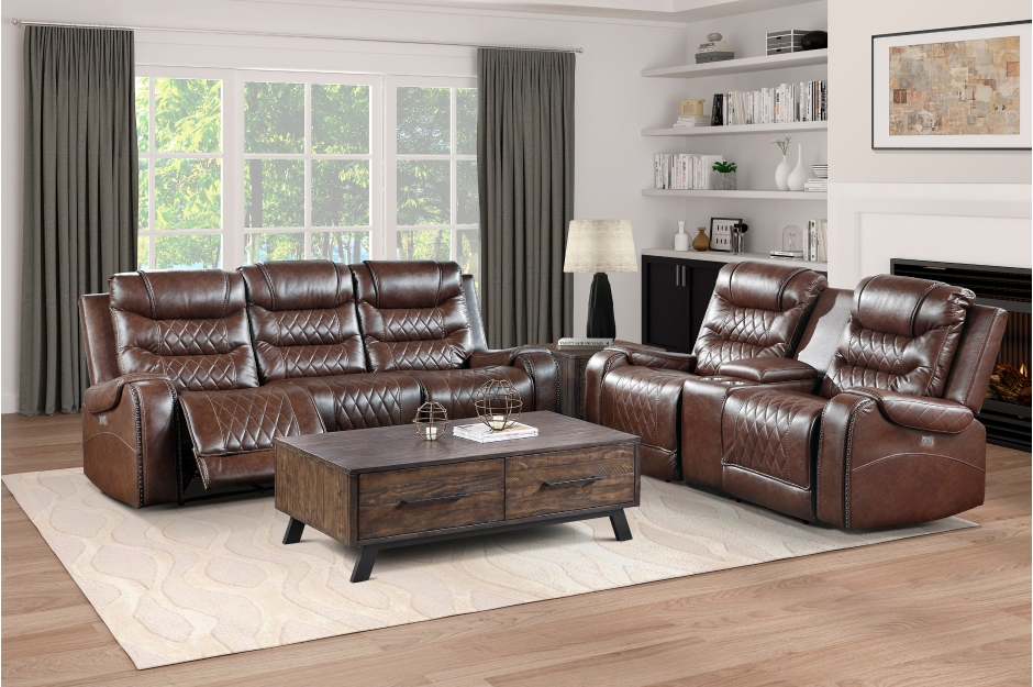 Power Double Reclining Sofa With Center